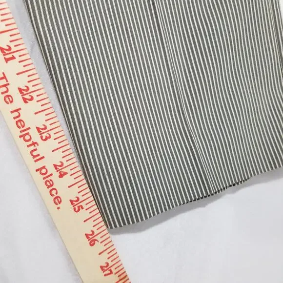 Norma Kamali Pants 8 Black Straw Stripe Crop Ankle Flat Front - Picture 9 of 12